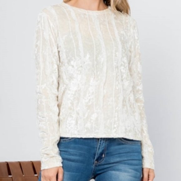 Velvet blouse with lace details - Picture 6 of 9